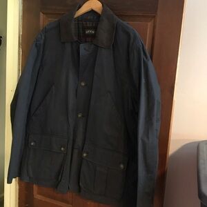 Orvis Navy Field Jacket with Brown Cord Collar